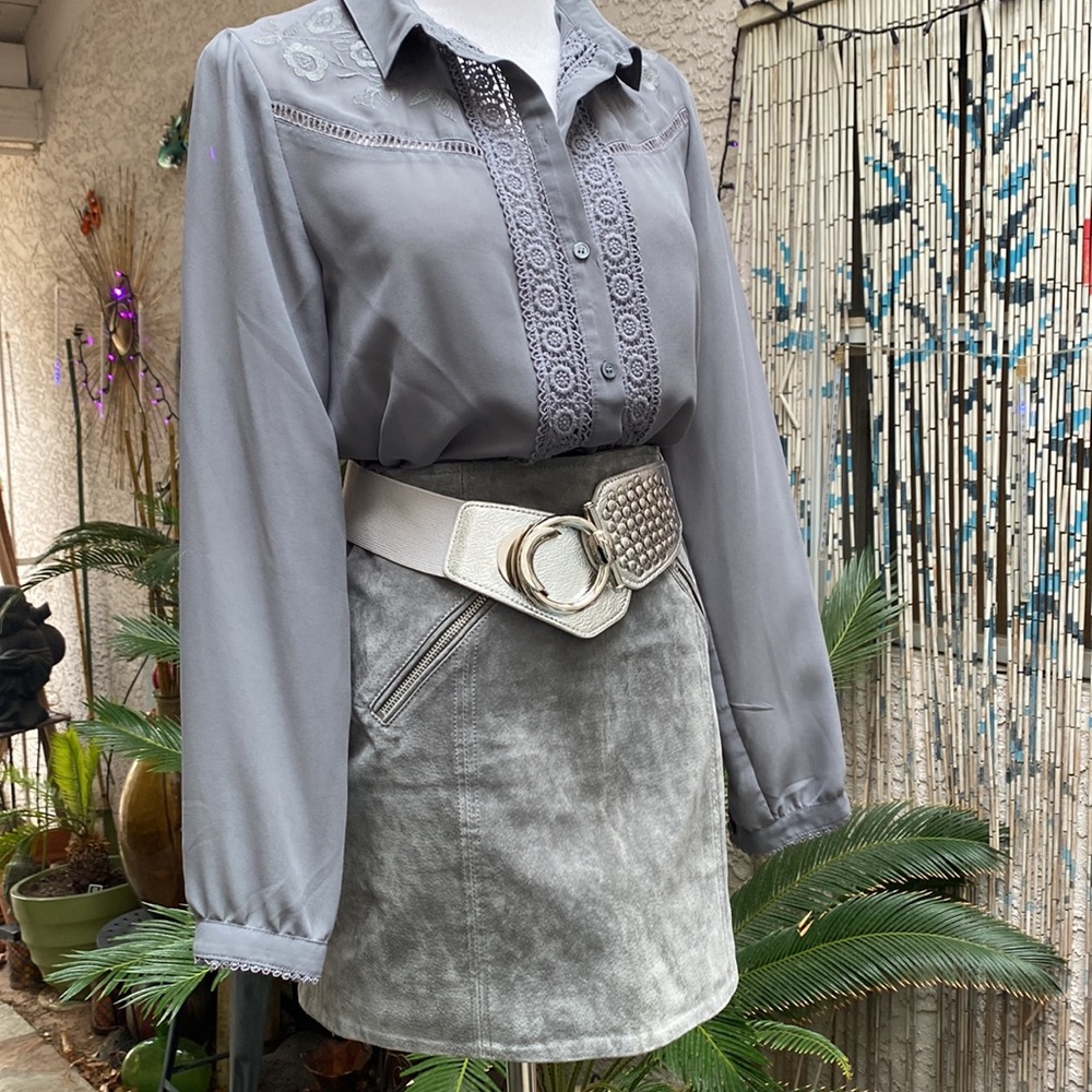 ๐๐2PIECE GREY SUEDE SKIRT SET๐๐ - Picture 2 of 8